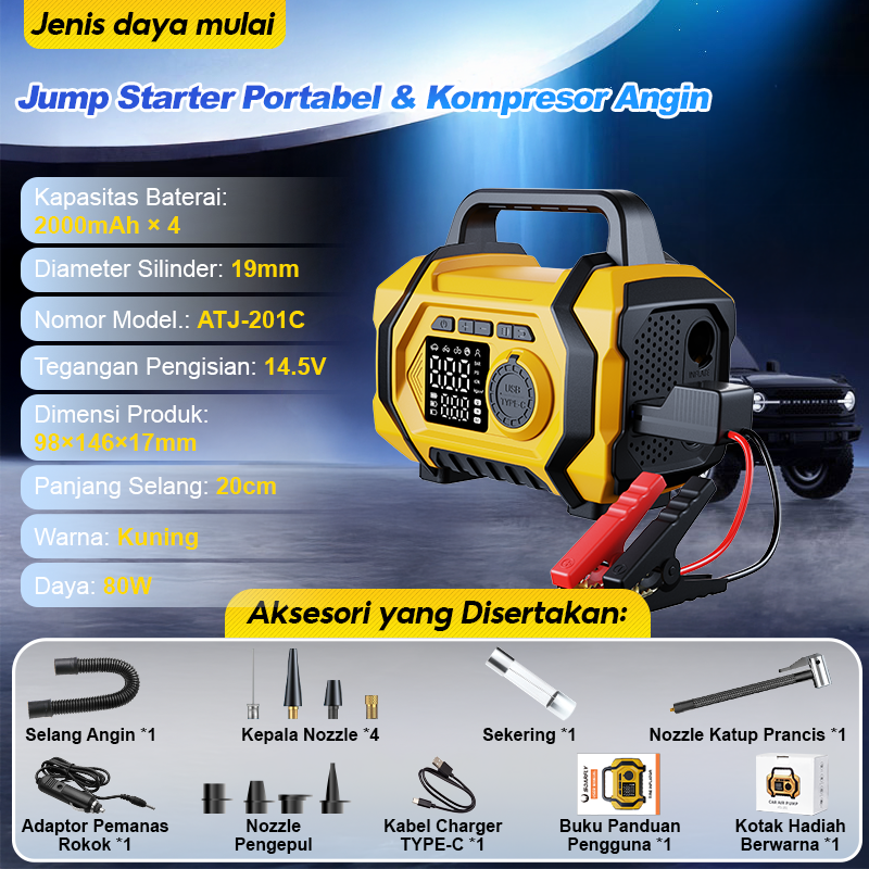 SOARFLY Mini Multifungsi Jump Starter Mobil Jump Starter Aki Mobil Pompa Angin Ban Mobil Elektrik Mini Car Air Infatable Pump Portable Power Bank Mobil | Lazada Indonesia